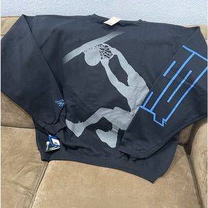 REEBOK SHAQUILLE O’NEAL PULLOVER 100% HEAVY COTTON BLACK/BLUE SIZE LARGE MENS